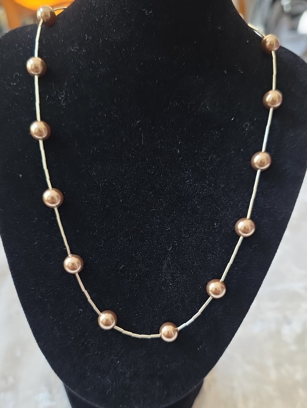 Champagne Colored Balletcore Minimalist Bead Station Necklace